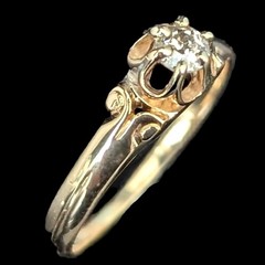Vintage Old European Cut Diamond 14k Yellow Gold Ring by Lander Bros Engagement