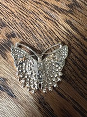 Gold-Tone Butterfly Brooch with Purple and Clear Crystals