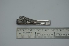 Silver Vintage Tie Clip Engraved Geometric Design 2.25in Sterling