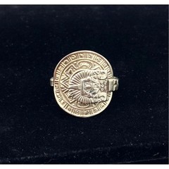 Vintage Alpaca Mexico Silver Tone Spoon Ring Aztec Mayan Style Handmade Size 11