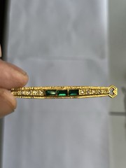 GOLDTONE BAR BROOCH RHINESTONES GREEN AND WHITE 2.25” St. Patrick’s Day