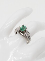Estate $3400 1.52ct Natural Emerald VS G Diamond Platinum Ring Band 4g