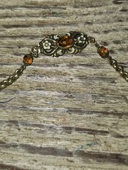 Eloquent Baroque Vintage Necklace with Orange Topaz Crystal, Gothic Statement