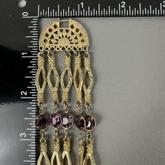 Vintage Necklace Gold Tone Multi Strand Purple Rhinestone Statement 25″