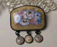 Vintage Rostov Finift, Rare Brooch With Beautiful Painting