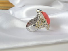 Gems en Vogue Michael Valitutti Sterling Silver 925 Pink Coral Statement Ring 10