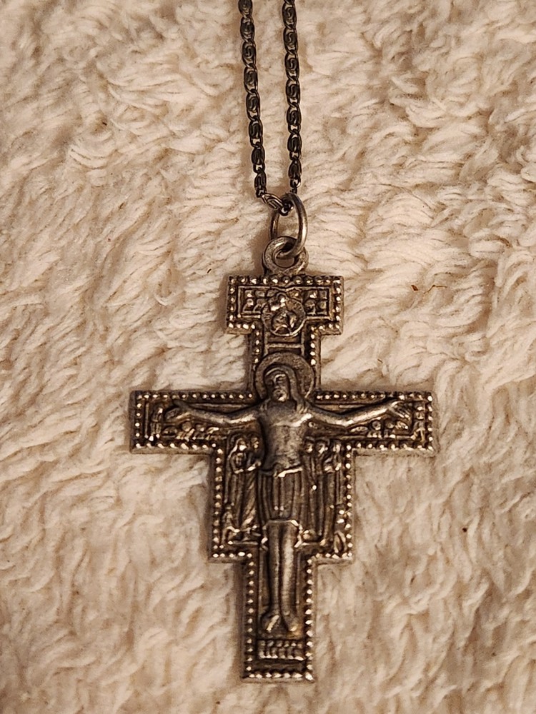 Orthodox Christian 800 Silver Crucifix Pendant Necklace Sterling 935 Chain Vtg