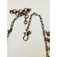 Earthy Collar necklace VTG Art Glass Beaded Mother Of Pearl Copper Mod Statement