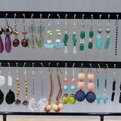 Lot of 44 Beaded Pierced Earrings Multi color ALL Dangle Hooks Bead Mixed