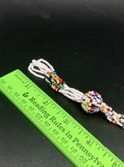 Vintage white green red yellow Glass Seed Beaded 34” Necklace 4190