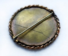 Antique 1860s Civil War Soldier Photo Mouring Brooch C Clasp GF? Celluloid Cover