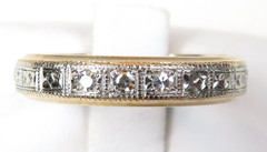Antique Art Deco 1920’s Diamond Eternity Wedding Band 14KW/Y Ring Size 4.75 UK-J