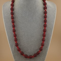 Venetian Red WhiteHeart Trade Glass Beads Necklace 12.6mm x 11.4mm & 6-7mm