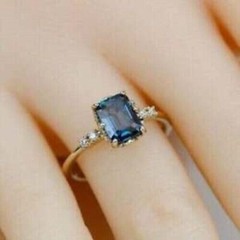 Art Deco Antique 3.50Ct Blue Sapphire Vintage Engagement Ring 14K Yellow Gold FN