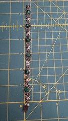 Vtg Israel Sterling Silver Eilat Style Green Matrix Stone Panel Link Bracelet **