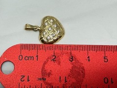 Vintage 585 14K Yellow Gold Diamond Heart Shaped Charm or Pendant 2.7 Grams