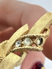 CROWN TRIFARI VINTAGE GOLDTONE RHINESTONE WOVEN 15” NECKLACE AS IS K836D