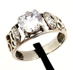 Vintage Elegant RING Silver 925 with Bright Stone -size: 8.75US (18.5mm)| UA #56