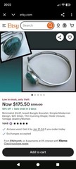 925 Israel Sterling Silver 6.75″ Antique Chrysocolla Tension Bangle Bracelet