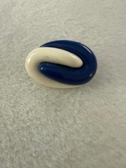 Vintage Blue and White Abstract Swirl Pin 1.5″ Mod Retro
