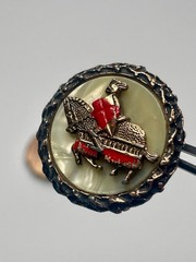 Vintage Crusader Knight Horse Shield High Relief MOP Metal Cufflinks Oxford
