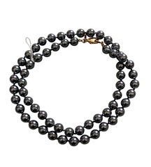 VTG Joan Rivers Gray Faux Pearl Knotted Beaded Necklace 29in