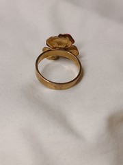 Vintage Rose Ring – Pink Enamel Flower – Size 9.5 – Metal Alloy Band