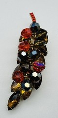 Juliana D & E DeLizza Elster Cha Cha Leaf Pin AB Crystals Navettes Chatons 3.25”