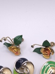 Vtg To Mod Clip On Earring Lot Enamel 15 Pair Colorful