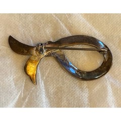 Vtg Sterling & Marcasite Ribbon Bow Pin Deco