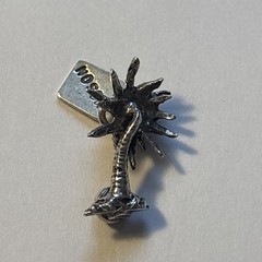 Vintage Sterling Silver Tucson Palm Tree Turquoise Charm Souvenir 21mm 2.42g