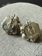Vintage Earrings Cluster Clip On Silver Tone Wired Cocktail Art To Wear Career