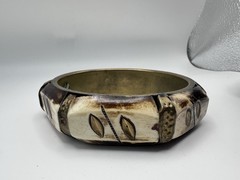 Vintage Brass Bone Bangle Bracelet Made In India Nomadic Boho Viking Diameter 3”