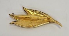 Rare Vintage Napier Triple Leaf Enamel Gold Toned Brooch