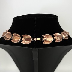 Vintage MCM Modernist Renoir Copper Tulip Link Choker Necklace 15 in Signed