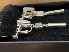 Napier Screwback Earrings Vintage Chunky Drop Dangles Silver Plated Metal 1.5″