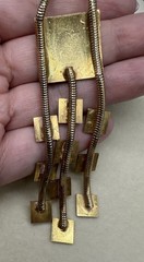 Vintage Odd Fellows Necklace Modernist Pendant Gold Tone Snake Chain Rare 20”