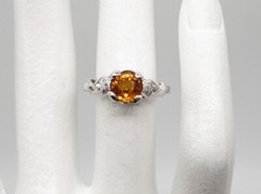 Antique 1920s Orange Blossom 1.50ct Natural Padparadscha Sapphire Platinum Ring