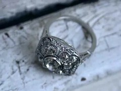 Art Deco Vintage Style 3Ct Round Lab Created Diamond 14K White Gold Finish Ring