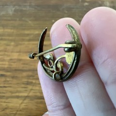 Antique Edwardian Crescent Moon Seed Pearl Pin Pendant Gold Filled