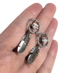 Vintage Navajo Sterling Silver Feather Dangle Earrings by Ernest Rangel, 1.75″