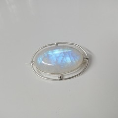 Natural Moonstone 925 Sterling Silver Brooch, Scarf Pin , Brooches For Women