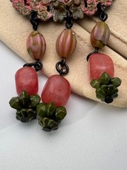 Vintage Victorian Pink and Green Necklace. Watermelon beads