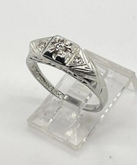 Vintage Ring O Romance Gross Co 18k White Gold Filigree .06 Ct Diamond Ring Sz 6