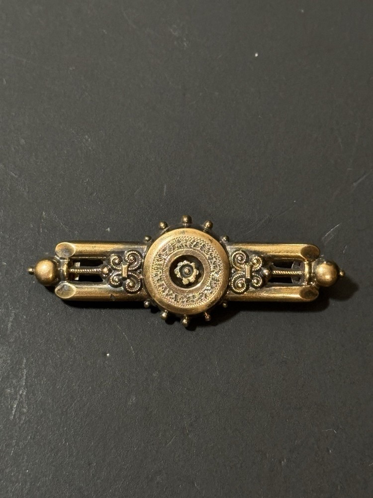 Vintage Victorian Gold Top Or Gold Filled Bar Brooch