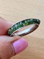VINTAGE DESIGNER ROUGH GREEN TOURMALINE ETERNITY SPINNER BAND RING 925 STERLING
