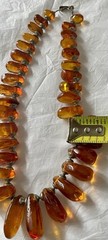 Amber Baltic Honey Cognac Necklace Choker 81.7g Rare VTG Silver Plated Read