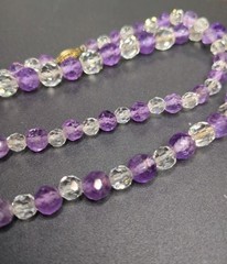 Vintage Amethyst Crystal Beaded Necklace Sterling Vermeil Clasp 32 Inch