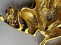 Vintage Green Blue Enamel Frog Brooch Gold Tone Rhinestone Eyes Figural Pin
