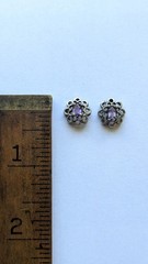 Vintage Sterling Silver Amethyst Open Work Flower Earrings